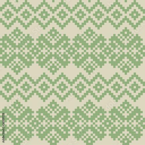 Green Christmas fair isle pattern background for fashion textiles, knitwear and graphics