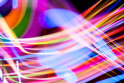 Colorful pattern of dynamic lines of light. Modern blurred background. Art concept of lighting effects.