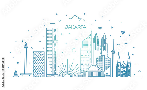 Jakarta Cityscape with Landmarks. Indonesia