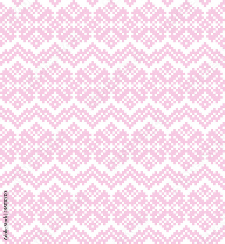 Pink Christmas fair isle pattern background for fashion textiles, knitwear and graphics