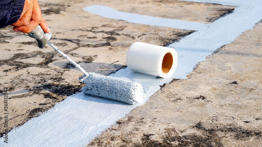 Waterproof and water leak,Hand painted gray flooring with paint rollers