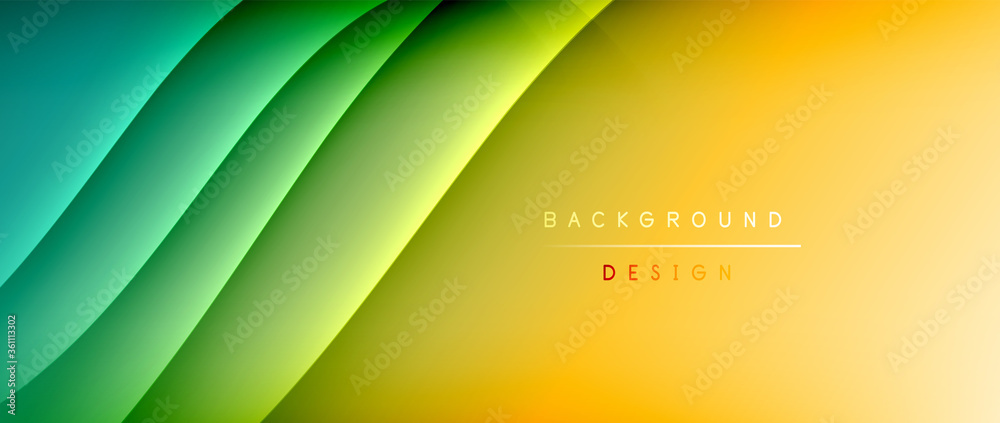 Fluid gradient waves with shadow lines and glowing light effect, modern flowing motion abstract background for cover, placards, poster, banner or flyer Fluid gradient waves with shadow lines and glowing light effect, modern flowing motion abstract background for cover, placards, poster, banner or flyer