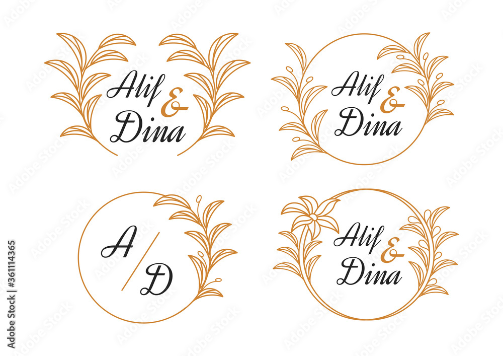 Wedding floral logo templates collection