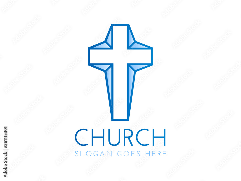 Fototapeta premium Modern Church Logo with Cross