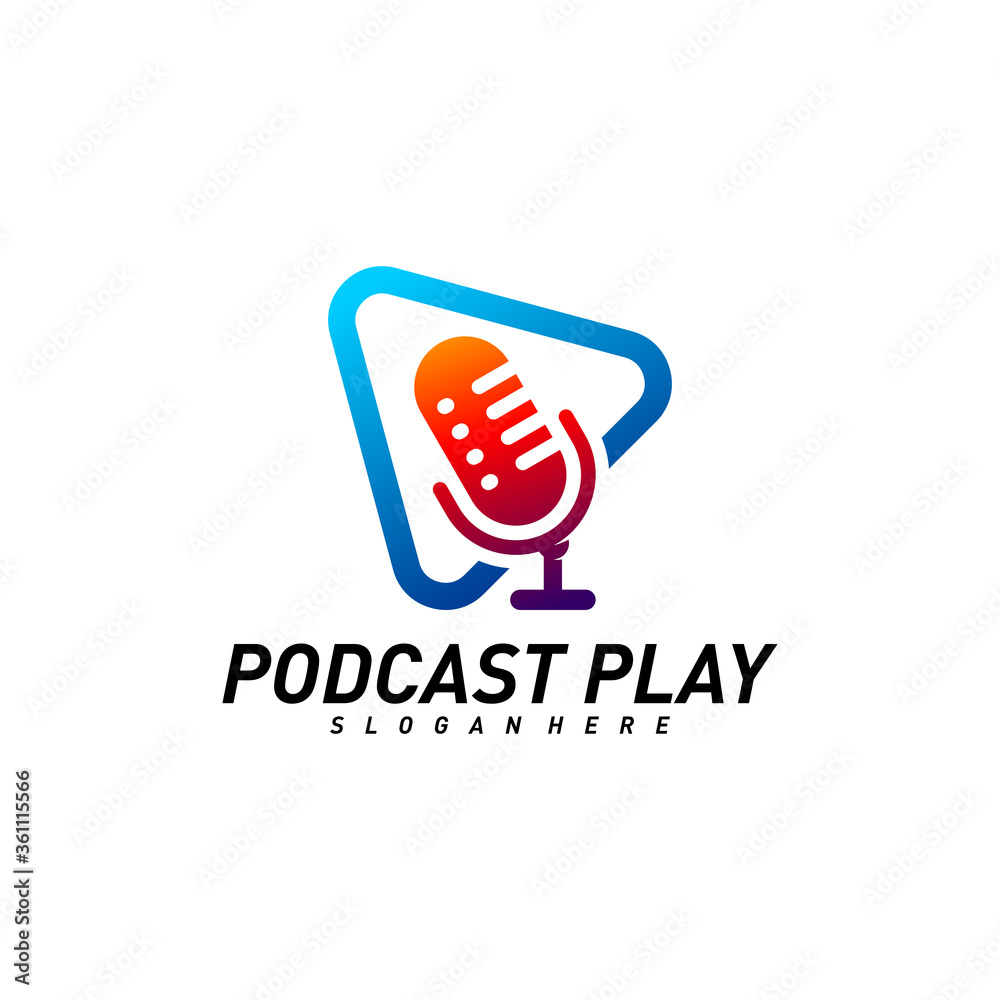 Podcast creative design logo vector concept. Play podcast logo template. Icon symbol Podcast creative design logo vector concept. Play podcast logo template. Icon symbol