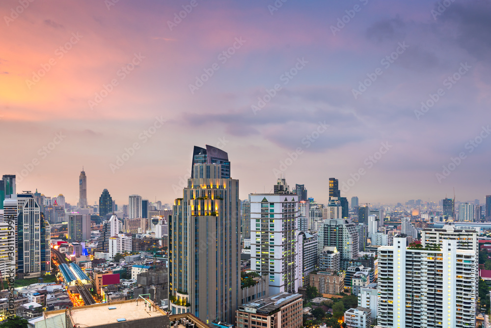 Bangkok, Thailand downtown cityscape from the Sukhumvit District