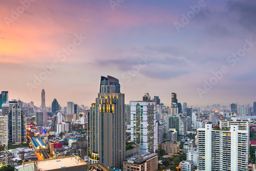 Bangkok, Thailand downtown cityscape from the Sukhumvit District photo