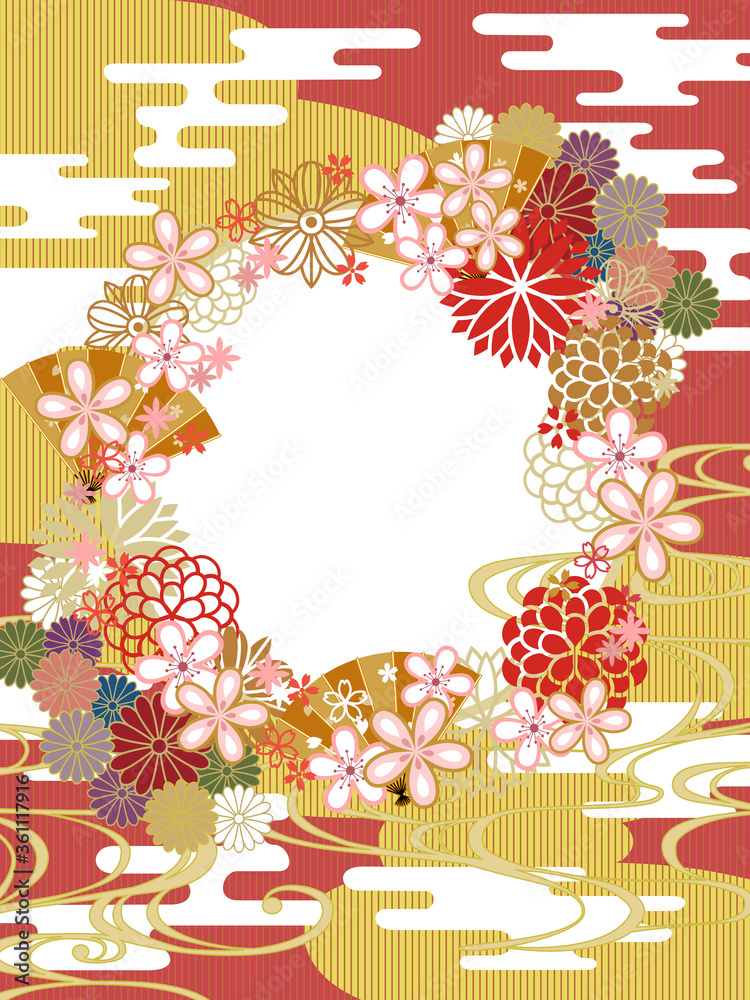 和柄赤金シンプル雲背景素材菊 Stock Vector Adobe Stock