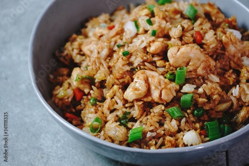 Homemade Chinese Smoky fried rice, selective focus
