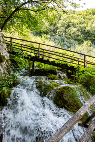 Waterfall in forest  Plitvice Lakes  Croatia