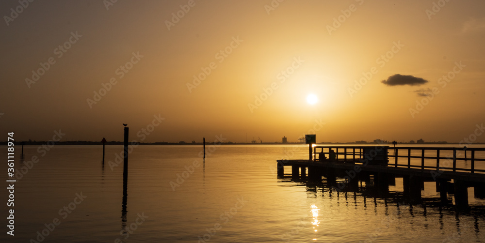 Friends on the Dock early morning, Sahara Dust storm Affects here in Florida