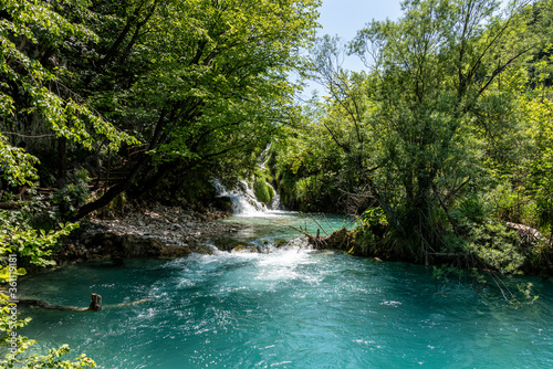 Waterfall in forest  Plitvice Lakes  Croatia