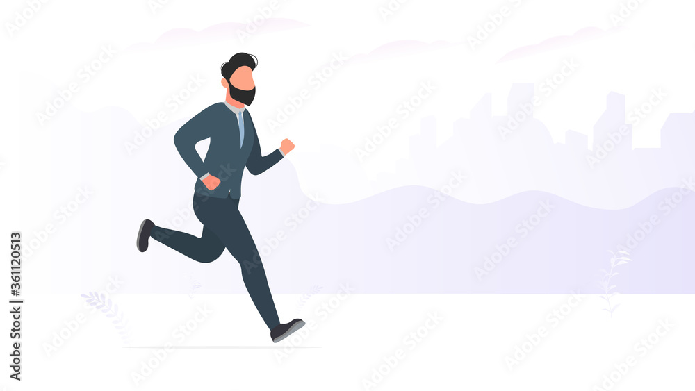 The businessman is running. A man in a business suit is running. Good for business theme design. Vector. The businessman is running. A man in a business suit is running. Good for business theme design. Vector.