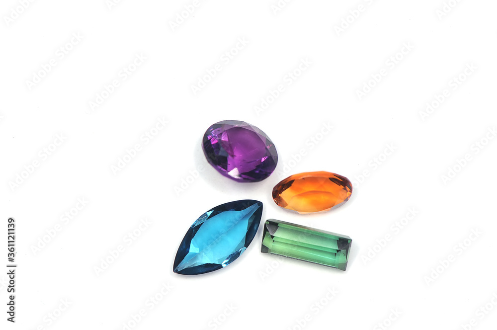 colorful gems isolated on white background colorful gems isolated on white background