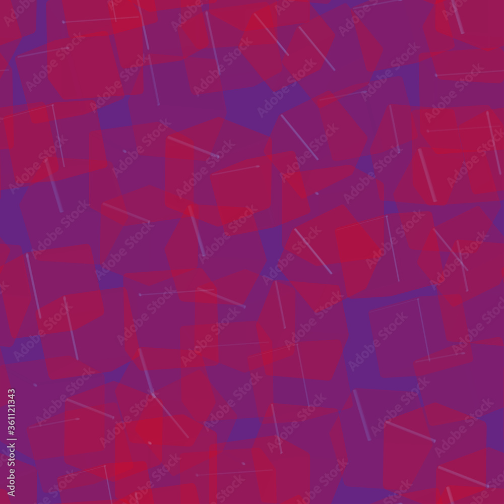 Red Transparent Cubes Seamless Pattern, 3D Illustration