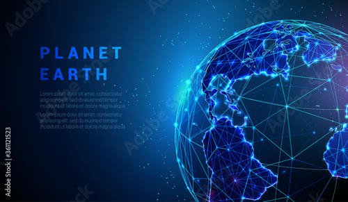 Abstract vector low poly earth globe concept.