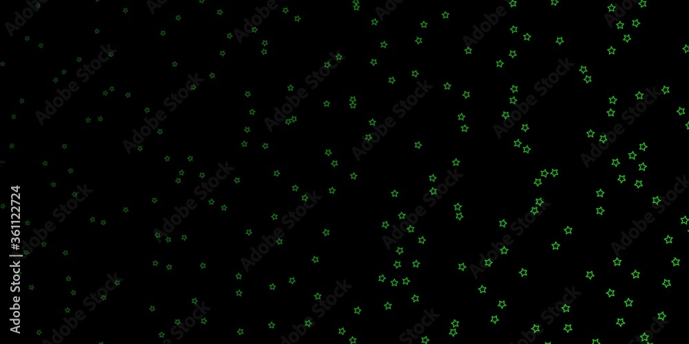 Dark Green vector layout with bright stars. Shining colorful illustration with small and big stars. Pattern for wrapping gifts.