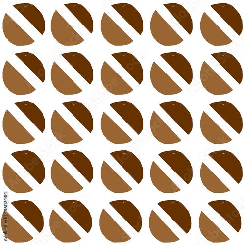 Vector seamless geometric pattern of hand-drawn semicircles. A stylized image of a coffee grain. For decor, textile, fabric, carpet, wallpaper, ceramic tiles, wrapping.