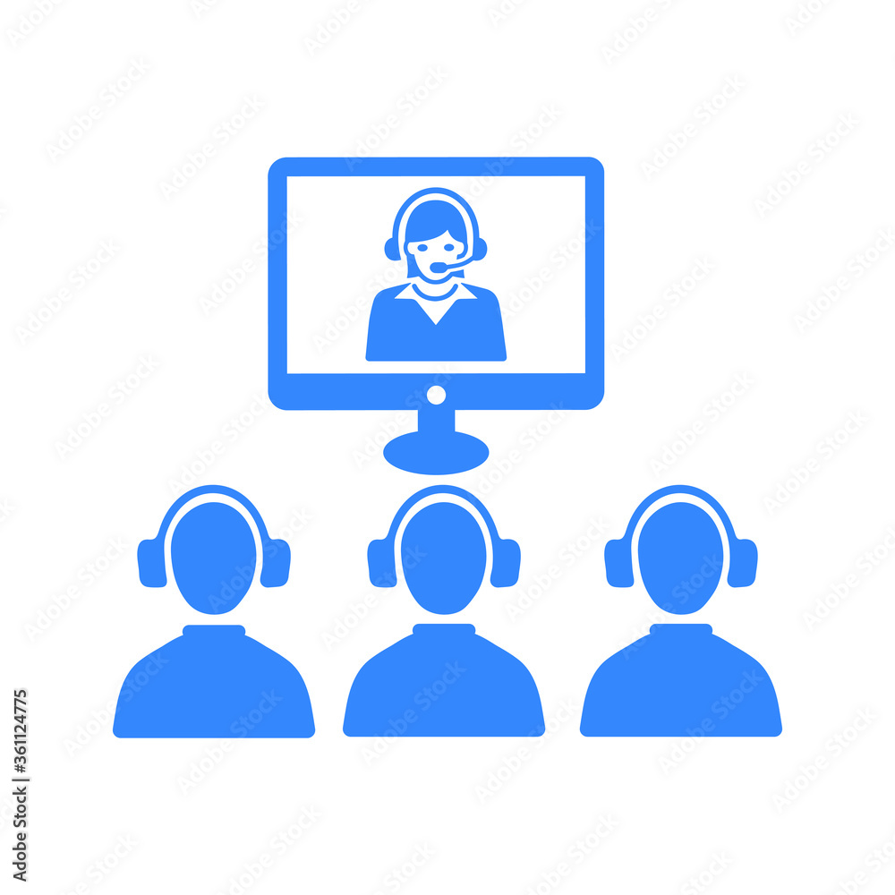 Video conference icon / blue color Video conference icon / blue color