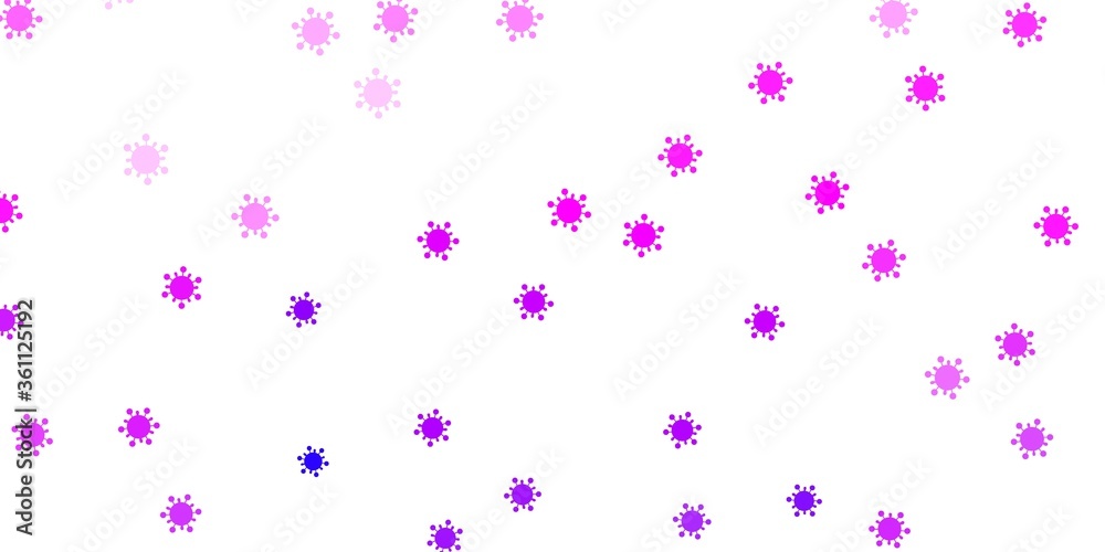 Light purple vector background with covid-19 symbols.