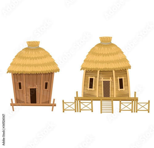 Cartoon vector huts.