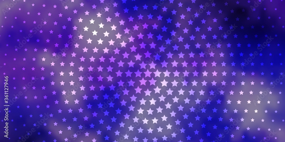 Light Purple vector layout with bright stars. Decorative illustration with stars on abstract template. Pattern for websites, landing pages.