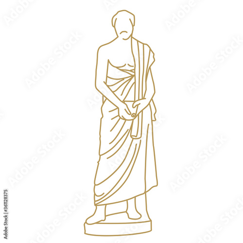 One line drawing of A prominent statue in Greece- popular sculpture landmark 