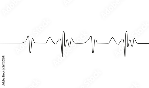 Heart cardiogram continuous one line drawing minimalism design isolated on white