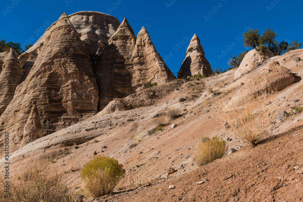 Fototapeta premium Cone Shaped Hoodoos On The Tent Rocks Trail,Kasha-Katuwe Tent Rocks National Monument, New Mexico,USA