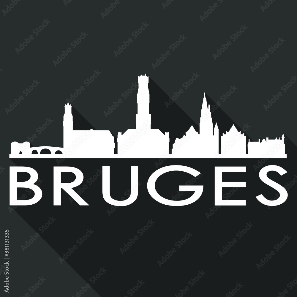 Bruges Flat Icon Skyline Silhouette Design City Vector Art Famous Buildings.