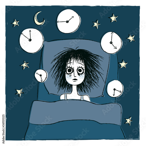 insomniac woman - Depression stress hypersensitivity character theme 