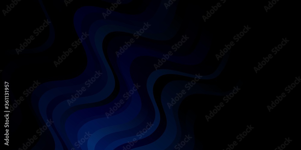 Dark BLUE vector background with curves. Colorful illustration with curved lines. Pattern for booklets, leaflets.