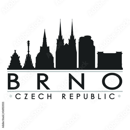 Brno Czech Republic Europe Skyline Silhouette Design City Vector Art Famous Buildings.