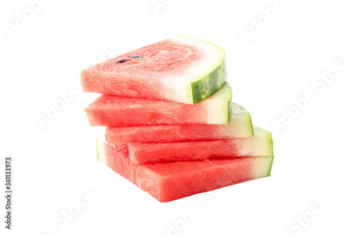 Fresh watermelon slices isolated on white background. Summer fruit