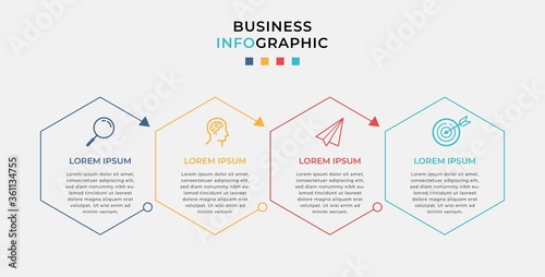 Business Infographic design template Vector with icons and 4 four options or steps. Can be used for process diagram, presentations, workflow layout, banner, flow chart, info graph