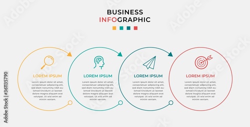 Business Infographic design template Vector with icons and 4 four options or steps. Can be used for process diagram, presentations, workflow layout, banner, flow chart, info graph