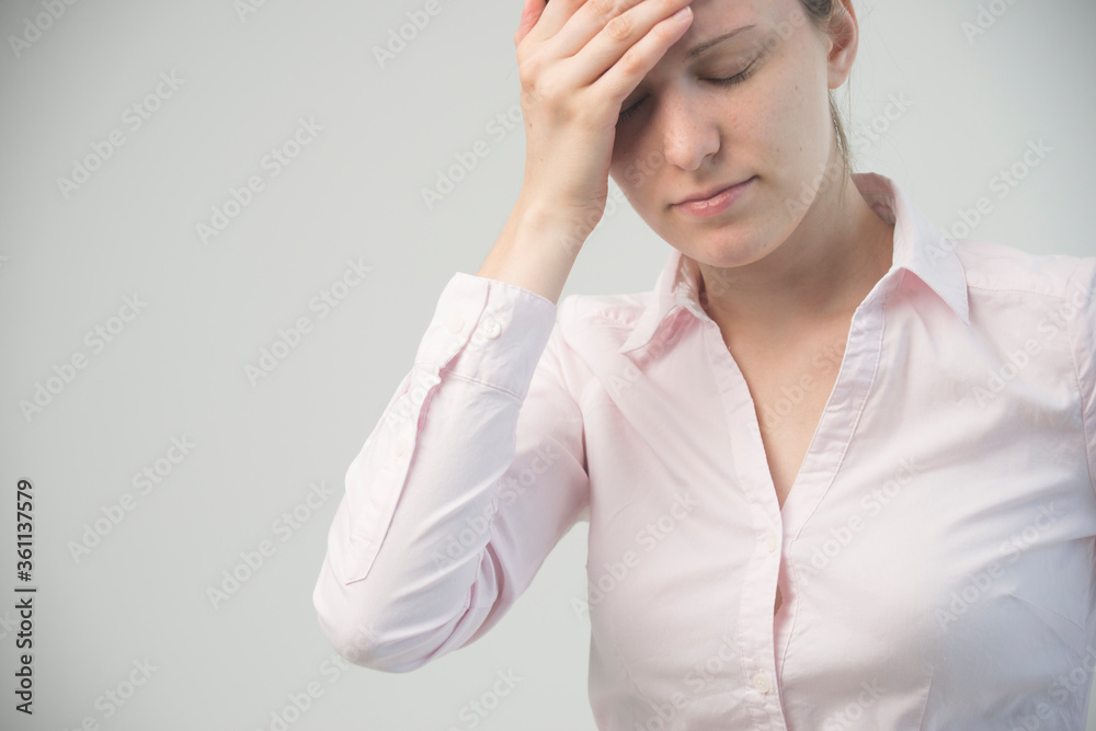 Young beautiful woman having headache Young beautiful woman having headache
