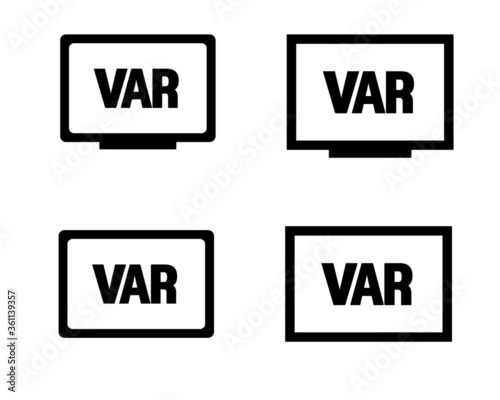 VAR, Video Assistant Referee icon / VAR logo for soccer or football match, live score, sports on screen or TV. Vector Illustration.