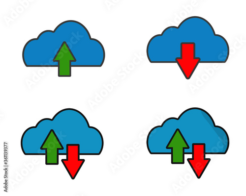 Cloud sync arrow line icon. Backup and restore data cloud storage sign for mobile concept and web design, cloud upload and download arrows.