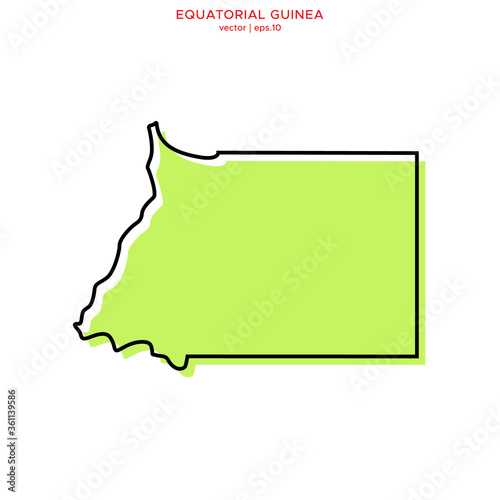 Green Map of Equatorial Guinea with Outline Vector Design Template. Editable Stroke