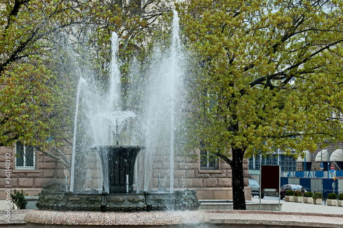 Beautiful small fountain water in front of the presidency in the city center, Sofia, Bulgaria 