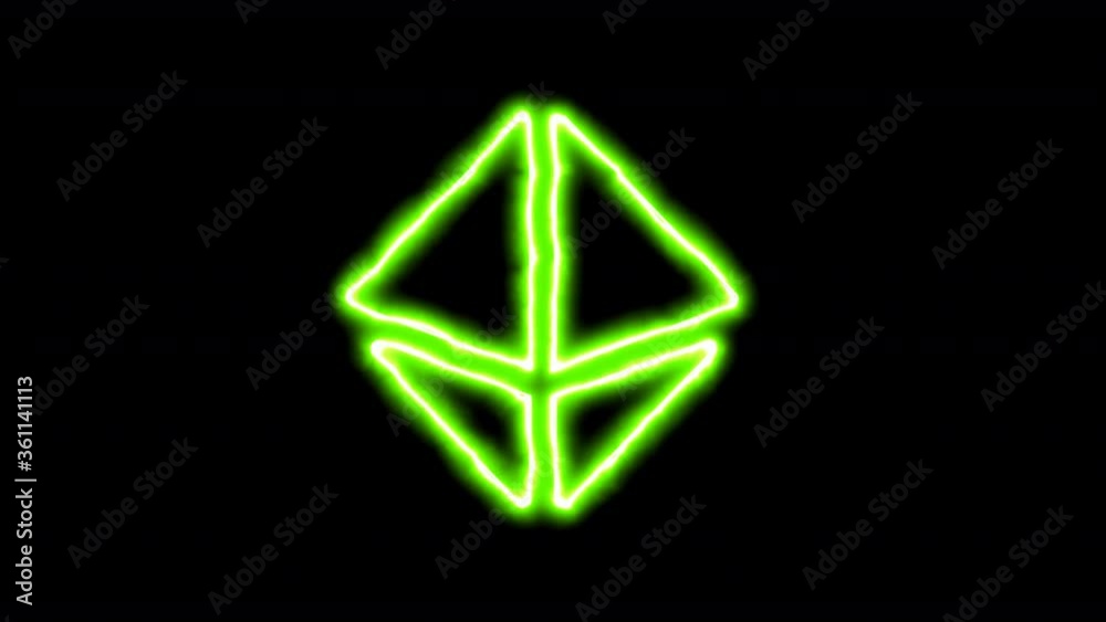 The appearance of the green neon symbol dice d8. Flicker, In - Out. Alpha channel Premultiplied - Matted with color black The appearance of the green neon symbol dice d8. Flicker, In - Out. Alpha channel Premultiplied - Matted with color black