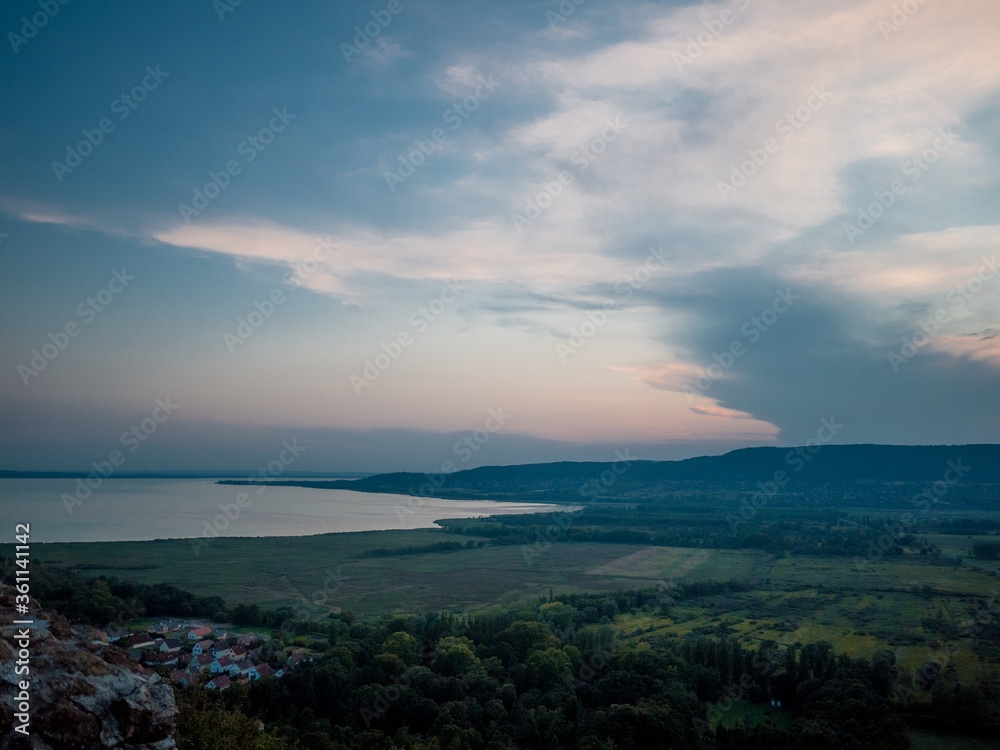 Hungary lake at sunset