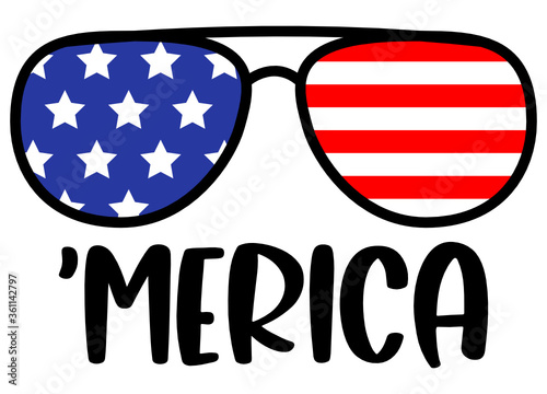Merica American Flag Sunglasses Vector photo