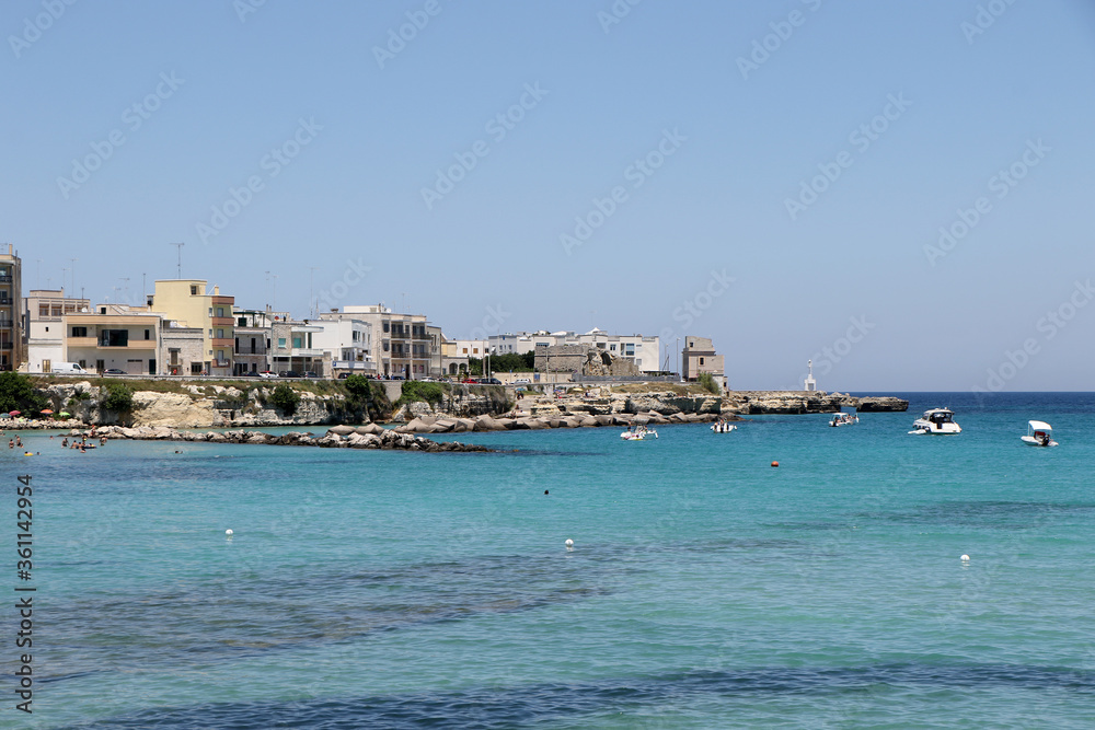 The coast and crystal clear sea of Otranto, Salento, Puglia, Italy
