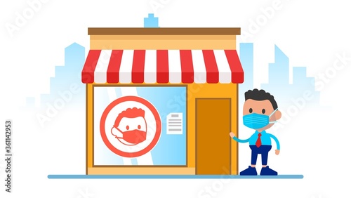 Entrance to the store without a medical mask is prohibited.
