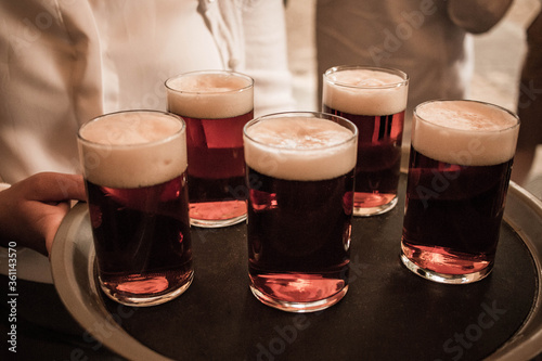 beer serving waiter bar germany dark dusseldorf