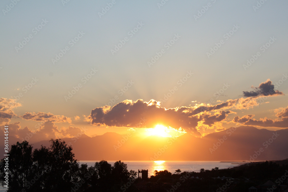 sunset in the mediterranean sea