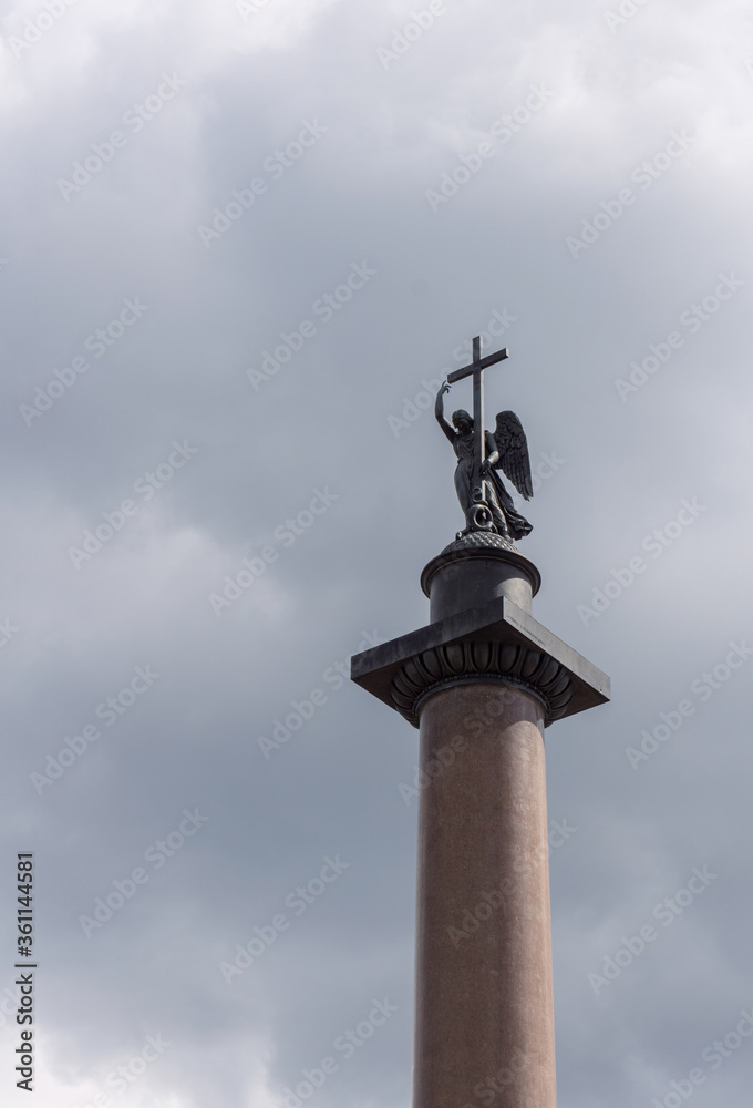 angel on top of the Alexander Column on Palace Square in St. Petersburg angel on top of the Alexander Column on Palace Square in St. Petersburg