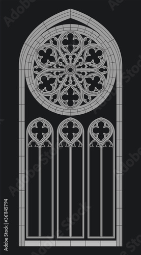 Medieval Cathedral Window Gothic Style Drawing